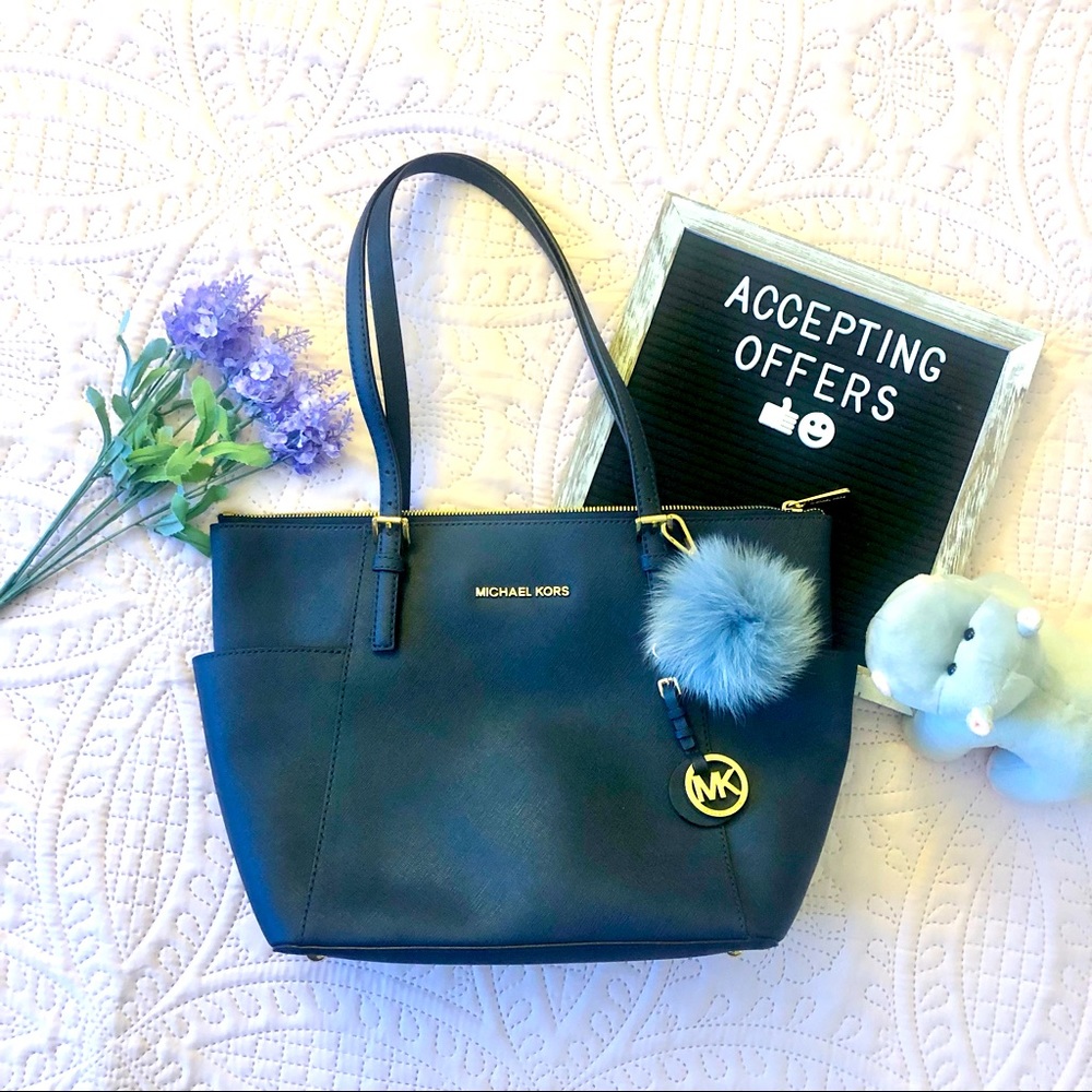 Michael Kors NAVY, SMALL Jet Set Tote
